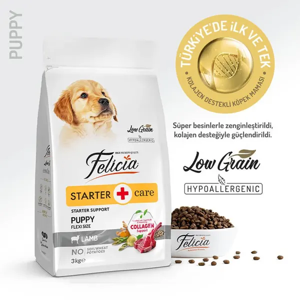 Felicia 3 kg Kolajenli Kuzulu Az Tahıllı Flexi Size Yavru Köpek Maması
