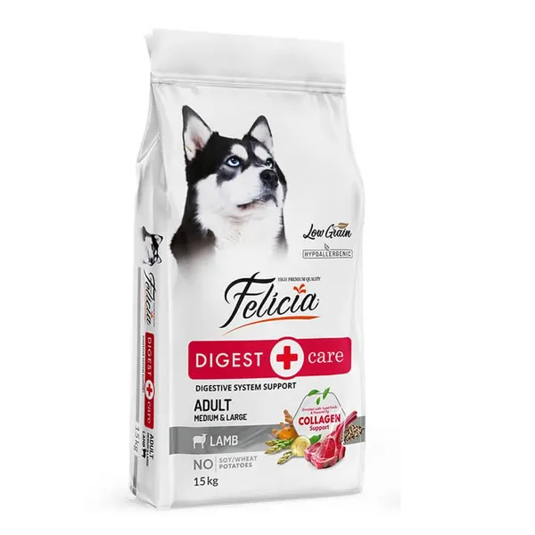 Felicia 15 kg Kolajenli Kuzulu Az Tahıllı M/Large Yetişkin Köpek Maması